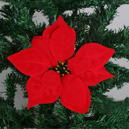 M2cbridge 50pcs Artificial Christmas Flowers Red Poinsettia Christmas Tree Ornaments Dia 8 Inches 